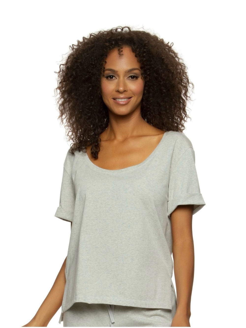 Felina Organic Cotton Light Gray Scoop Neck Short Sleeve Tee